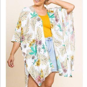 Umgee Rayon Tropical Floral Print Kimono Size XL